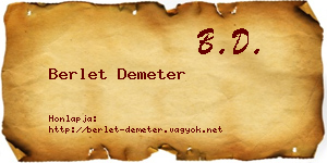 Berlet Demeter névjegykártya
